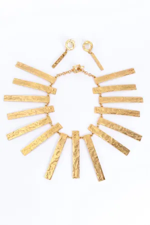 Hammered Bar Pendant Necklace & Earring Set