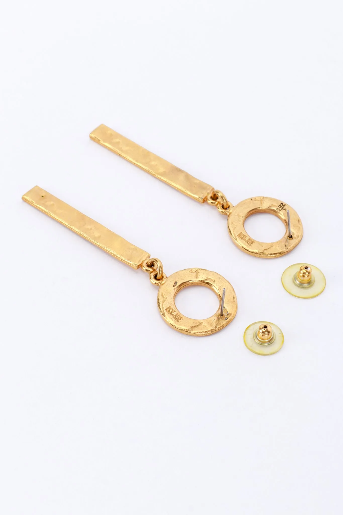 Hammered Bar Pendant Necklace & Earring Set