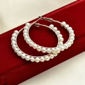 Hand Wired Genuine Pearl Hoops