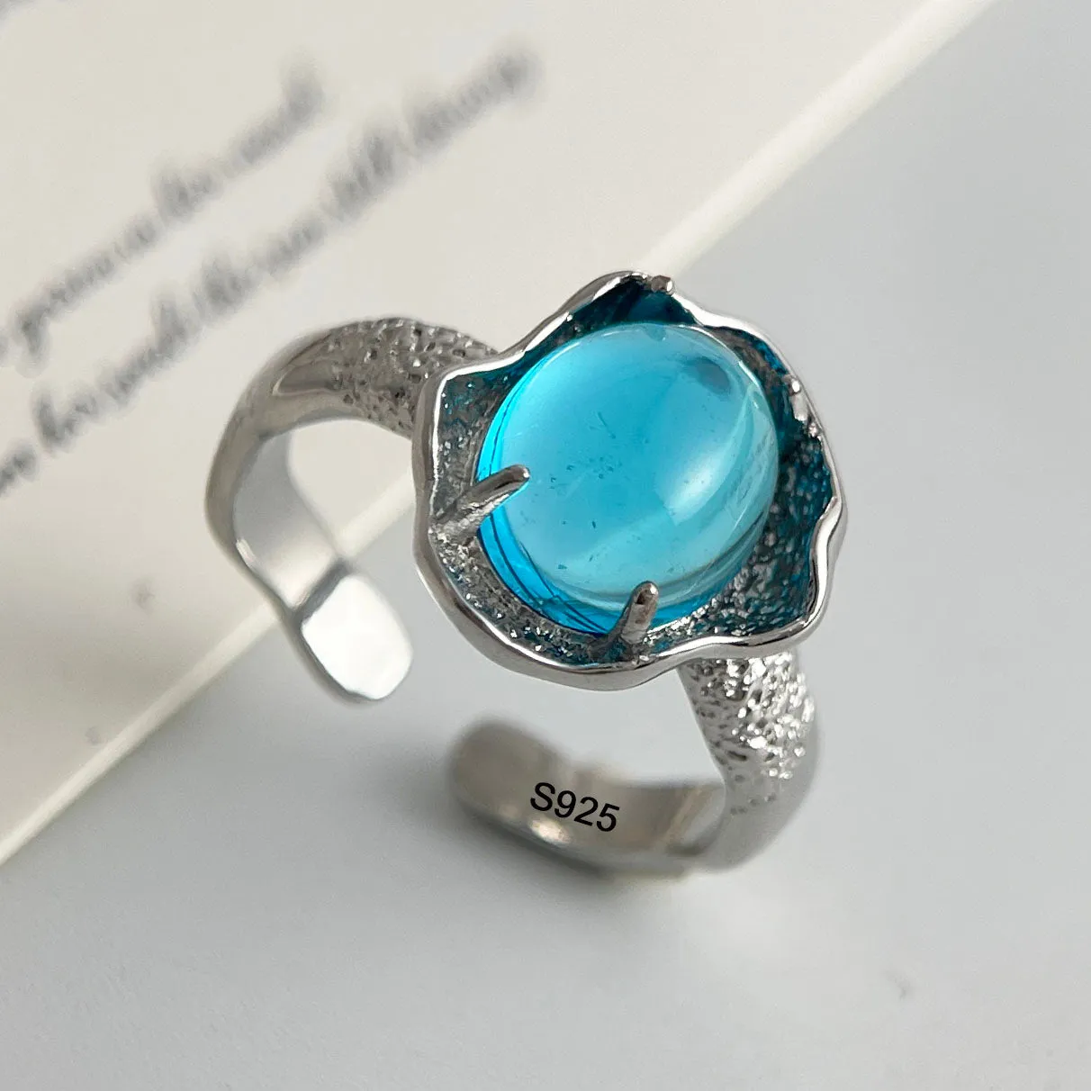Handmade 925 Sterling Silver Minimalist Moonstone Rings Set