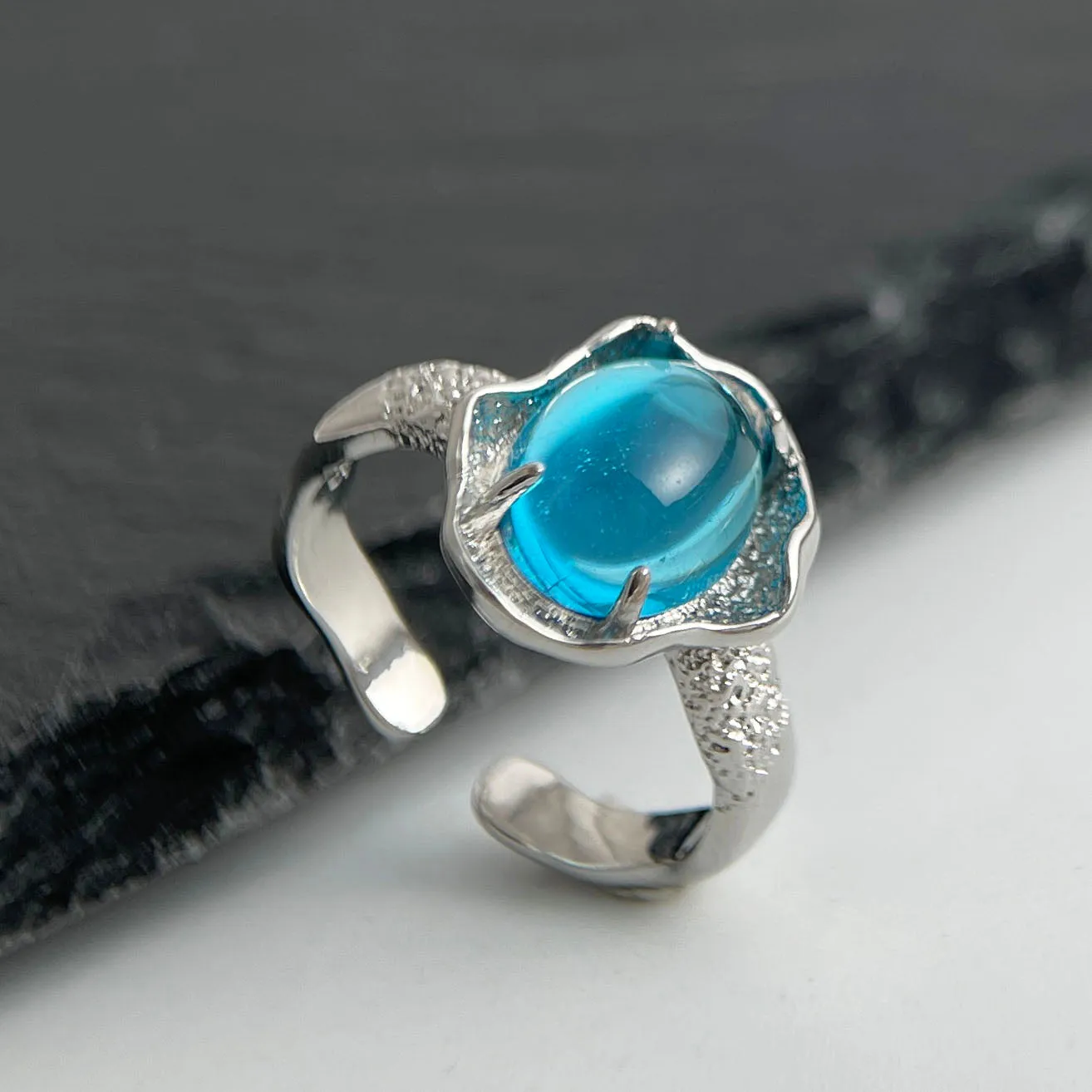 Handmade 925 Sterling Silver Minimalist Moonstone Rings Set