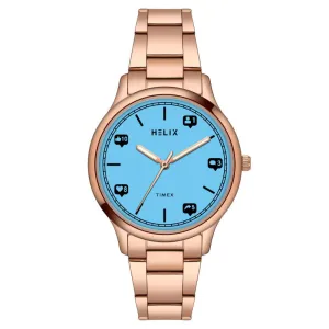 Helix By Timex Blue Round Analog Stainless Steel Watch Women -TW060HL05T