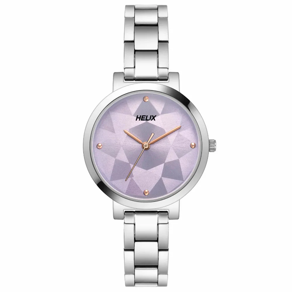 Helix By Timex Purple Round Analog Stainless Steel Watch Women -TW041HL23
