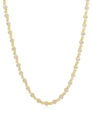 Hex Pave Disc Necklace- Gold