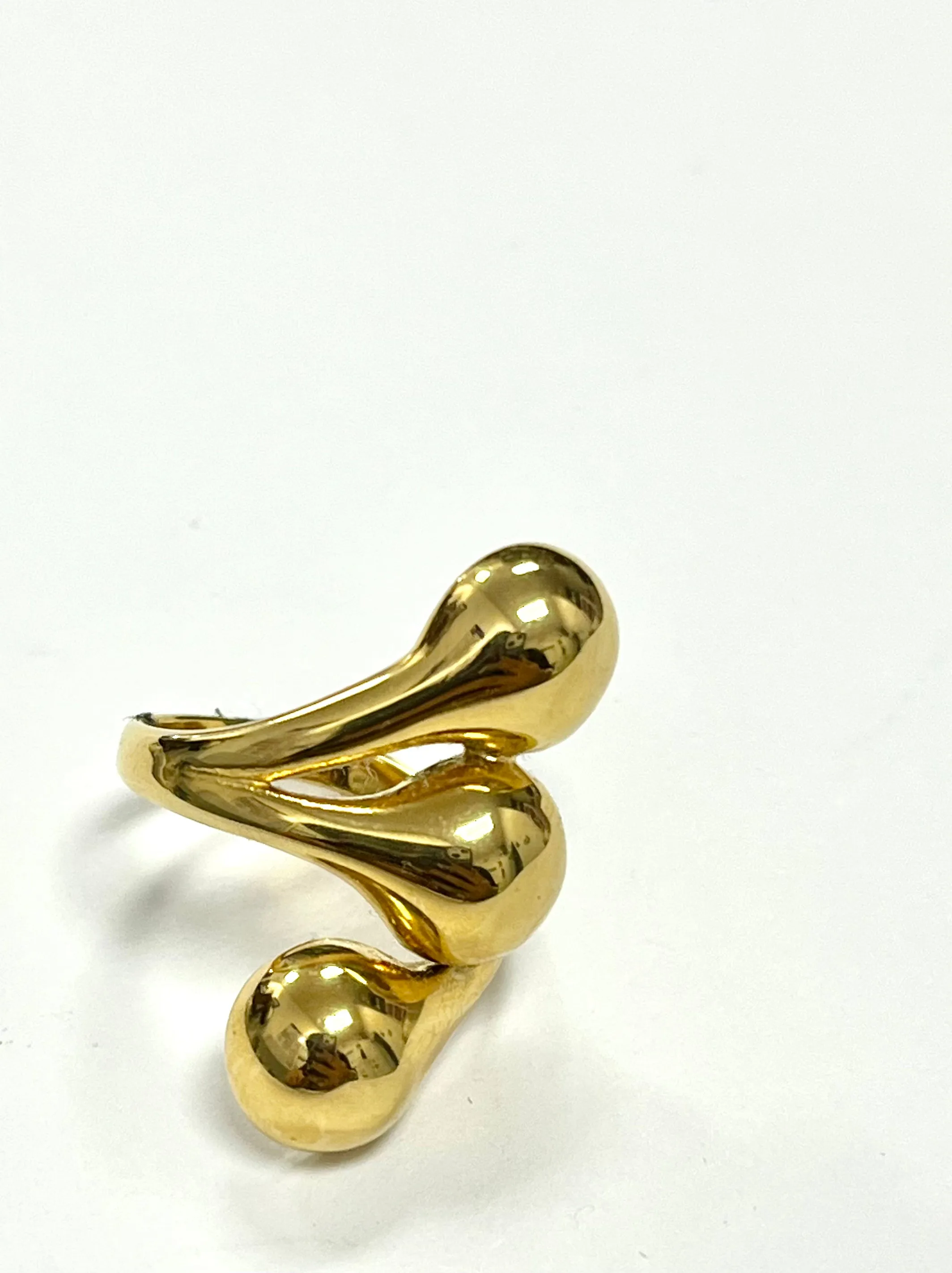 High Quality Gold Toned Brass  Modern Wrap Double Chunky Bold Ring