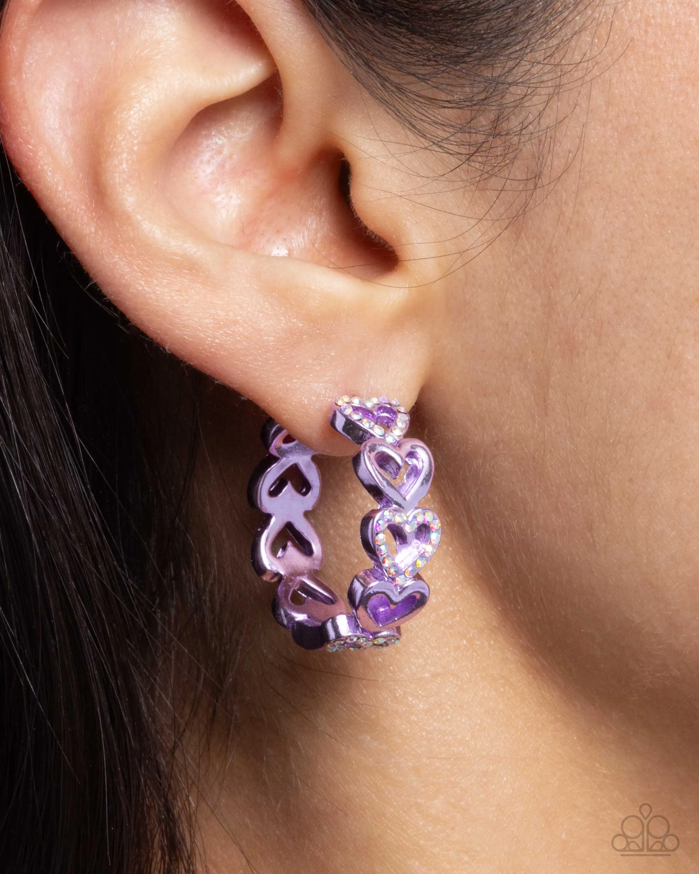 Historic Hearts - Purple (Heart) Hoop (Hinge) Earring