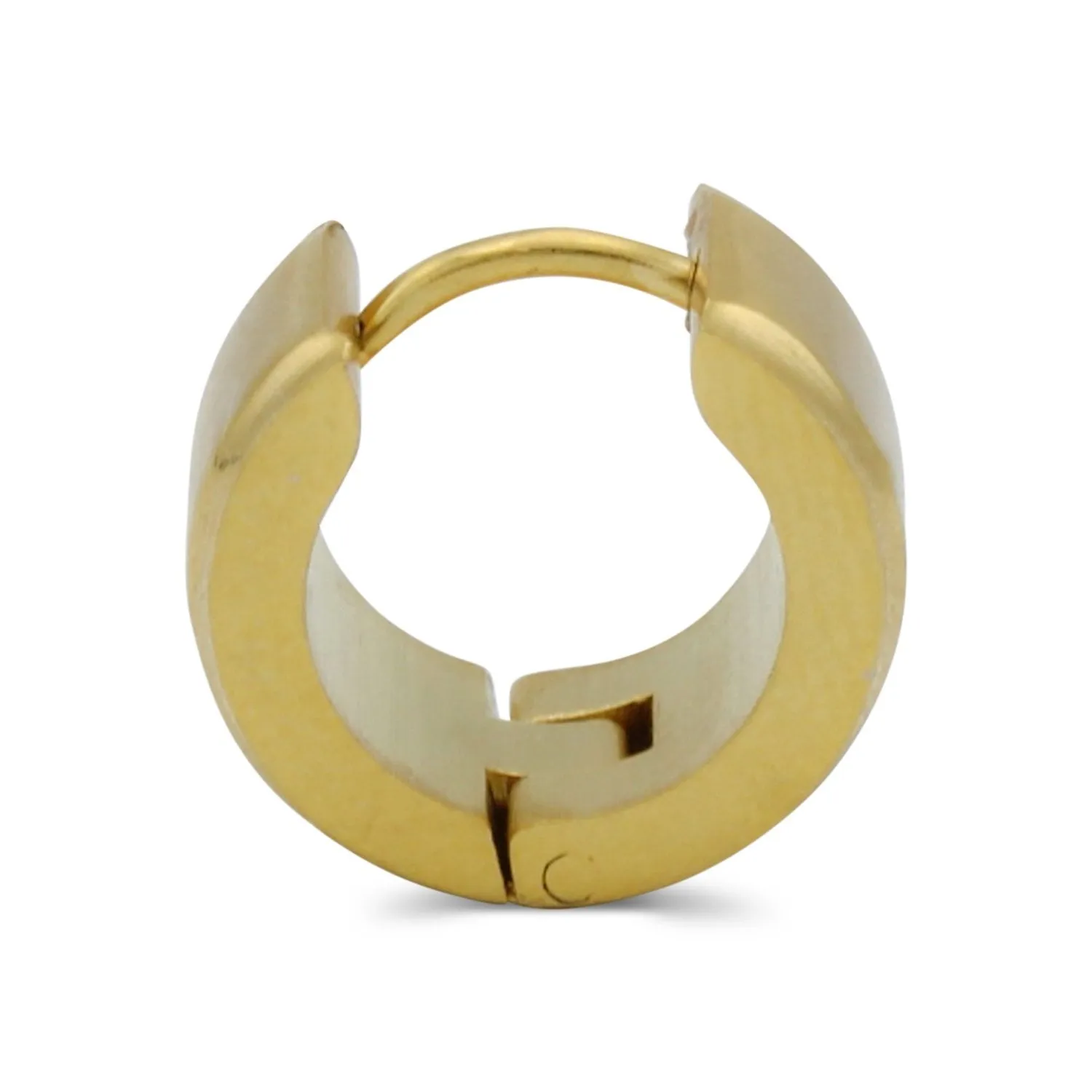 Huggie Hoop Earrings Stainless Steel with Beveled Edge