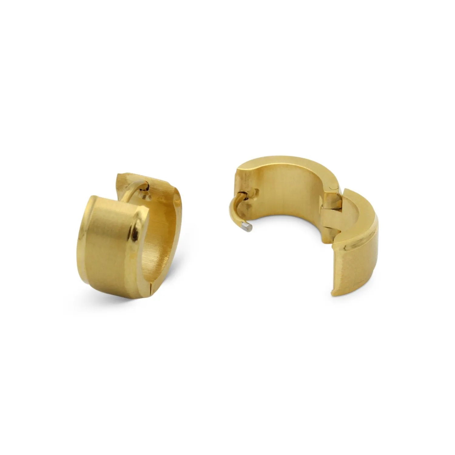 Huggie Hoop Earrings Stainless Steel with Beveled Edge