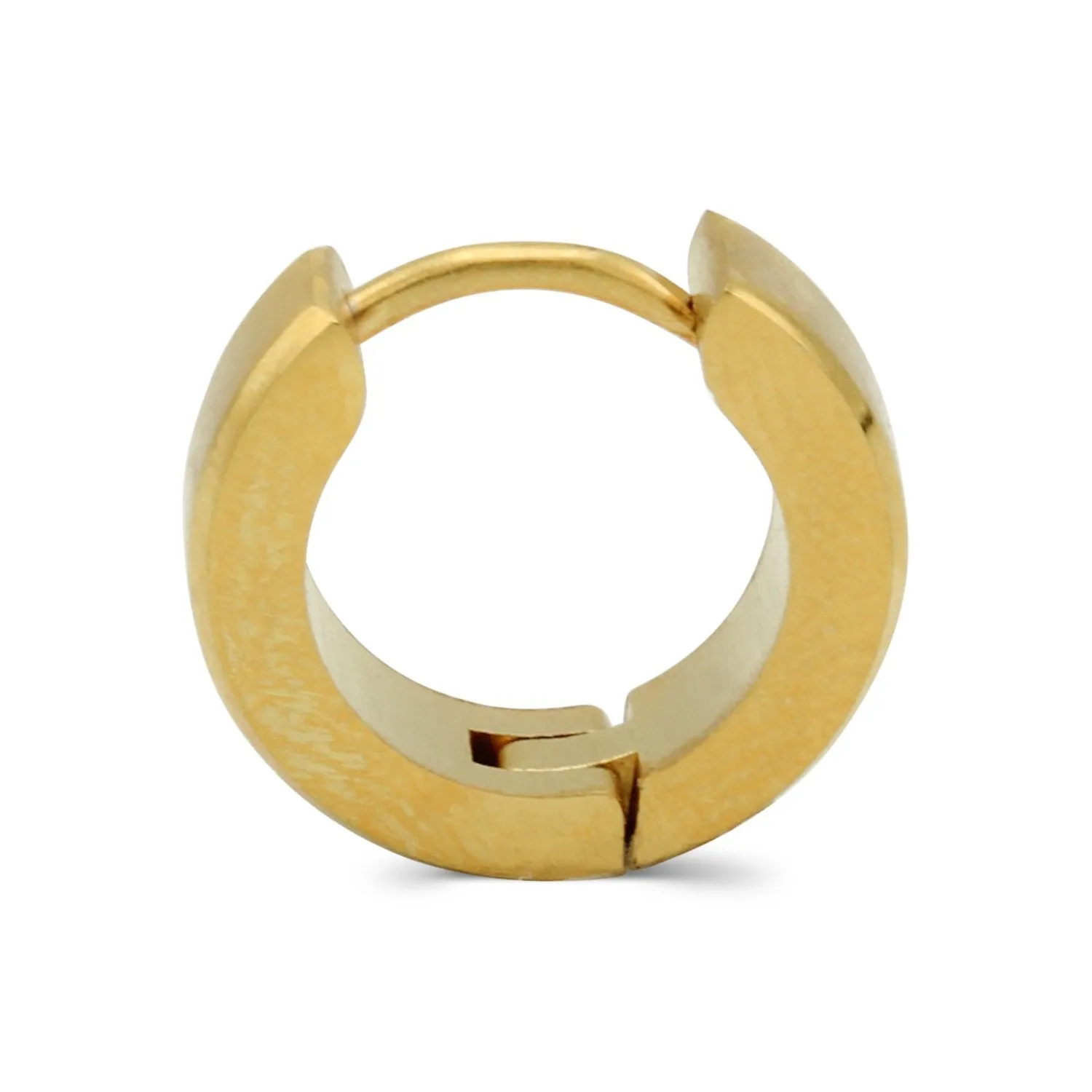 Huggie Hoop Earrings Stainless Steel with Beveled Edge