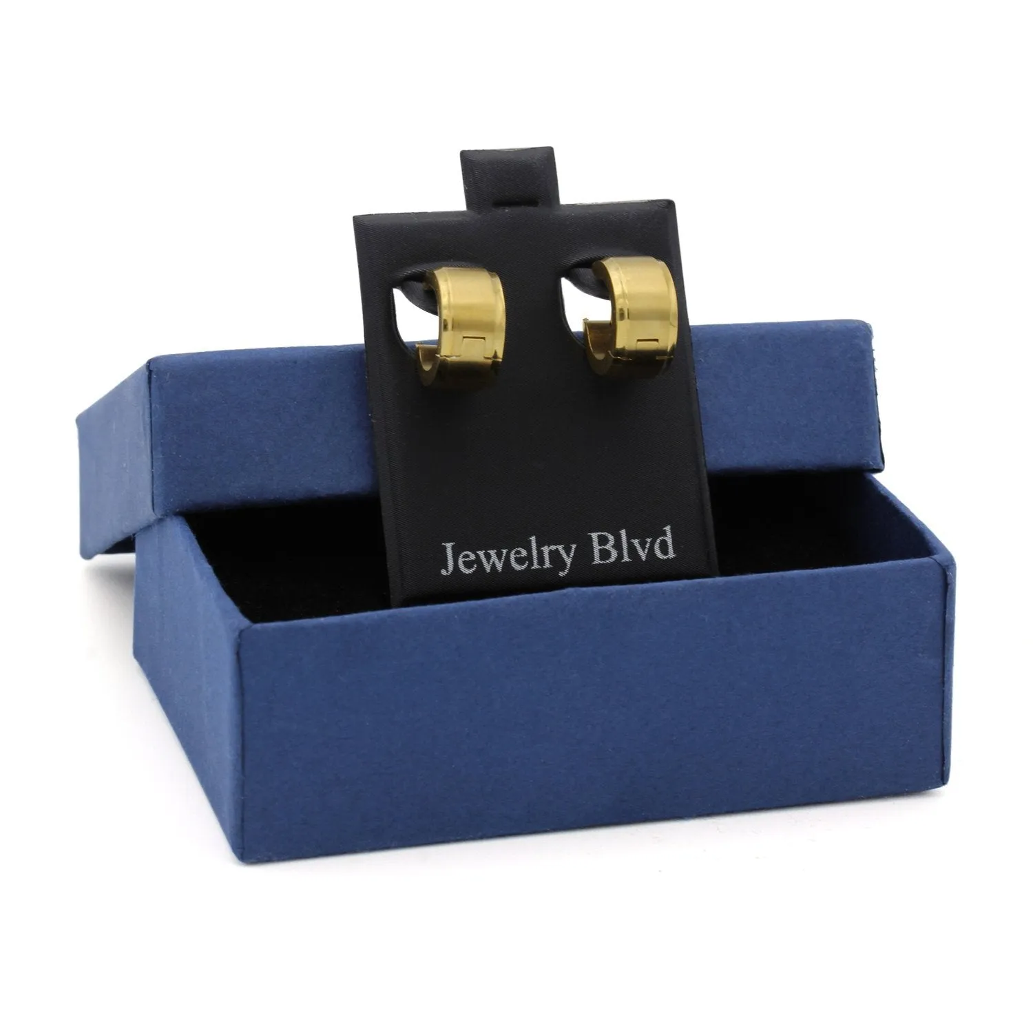 Huggie Hoop Earrings Stainless Steel with Beveled Edge