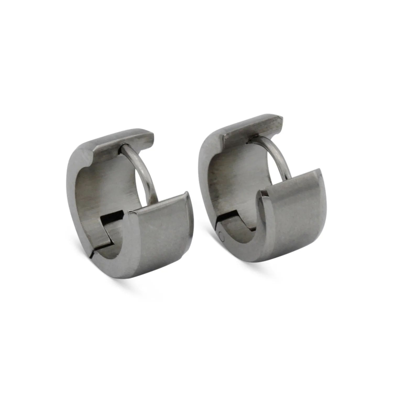 Huggie Hoop Earrings Stainless Steel with Beveled Edge