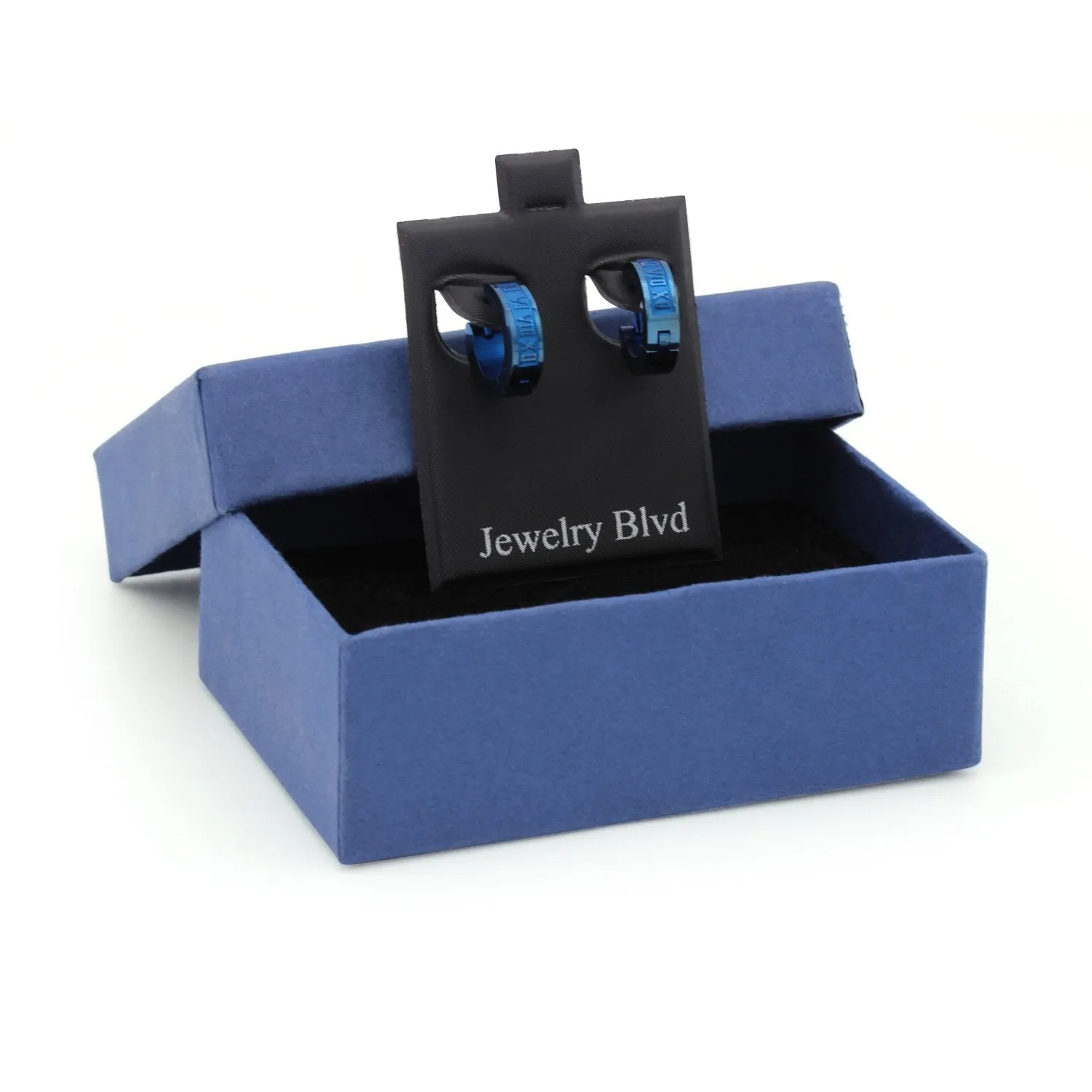 Huggie Hoop Stainless Steel Earrings with Roman Numeral Design