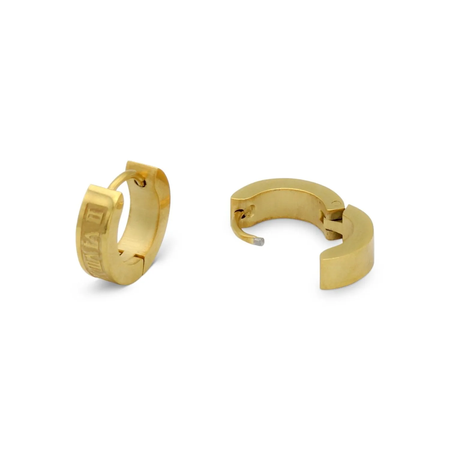 Huggie Hoop Stainless Steel Earrings with Roman Numeral Design