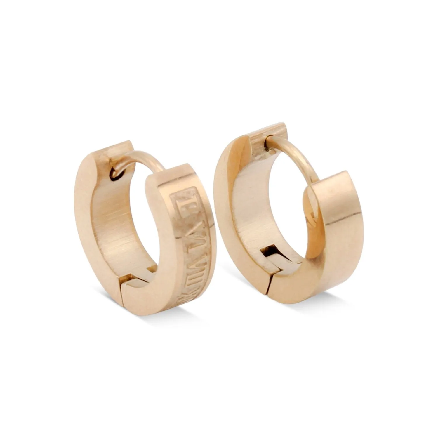 Huggie Hoop Stainless Steel Earrings with Roman Numeral Design