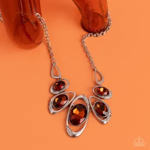Hypnotic Twinkle - Brown - Oversized Gem Statement Paparazzi Short Necklace