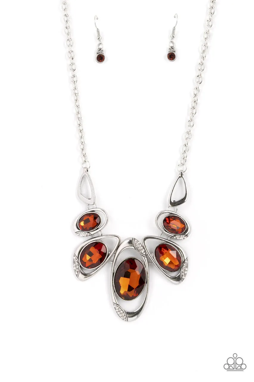 Hypnotic Twinkle - Brown - Oversized Gem Statement Paparazzi Short Necklace