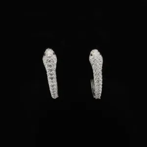 Iced Out Snake Hoop Earrings in Sterling Silver