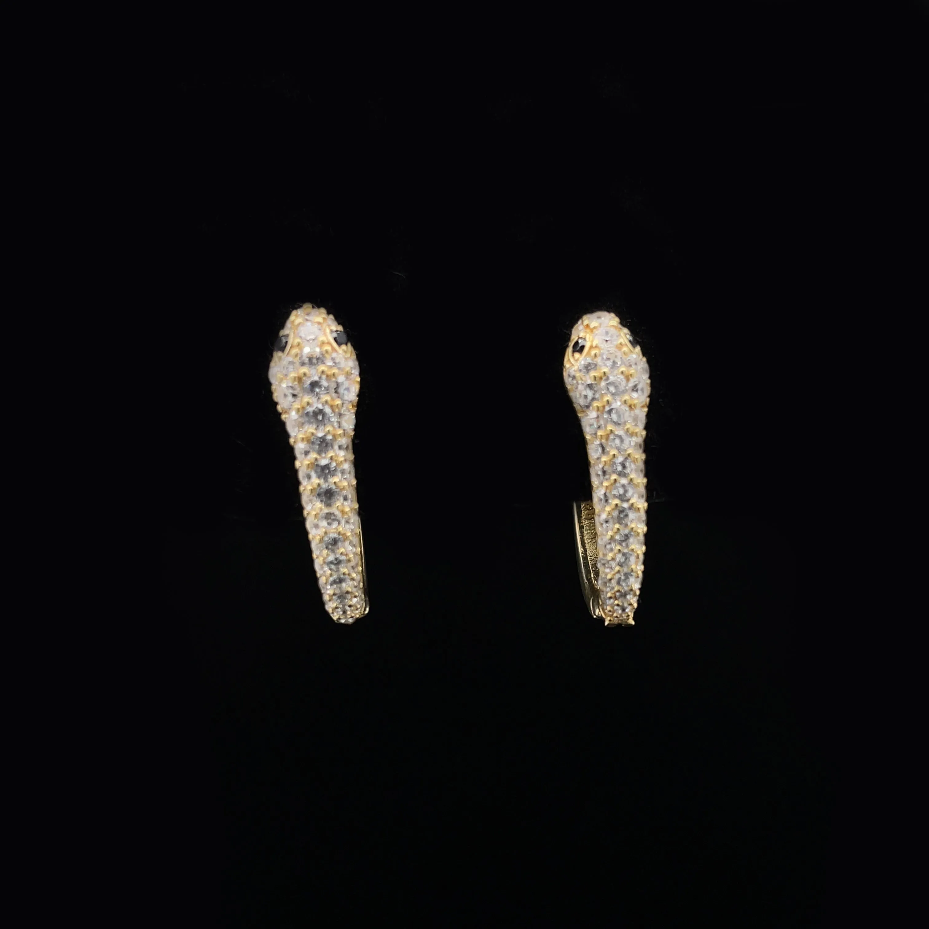 Iced Out Snake Hoop Earrings in Sterling Silver