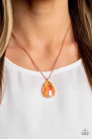 Illustrious Icon - Copper - Iridescent Teardrop Paparazzi Short Necklace