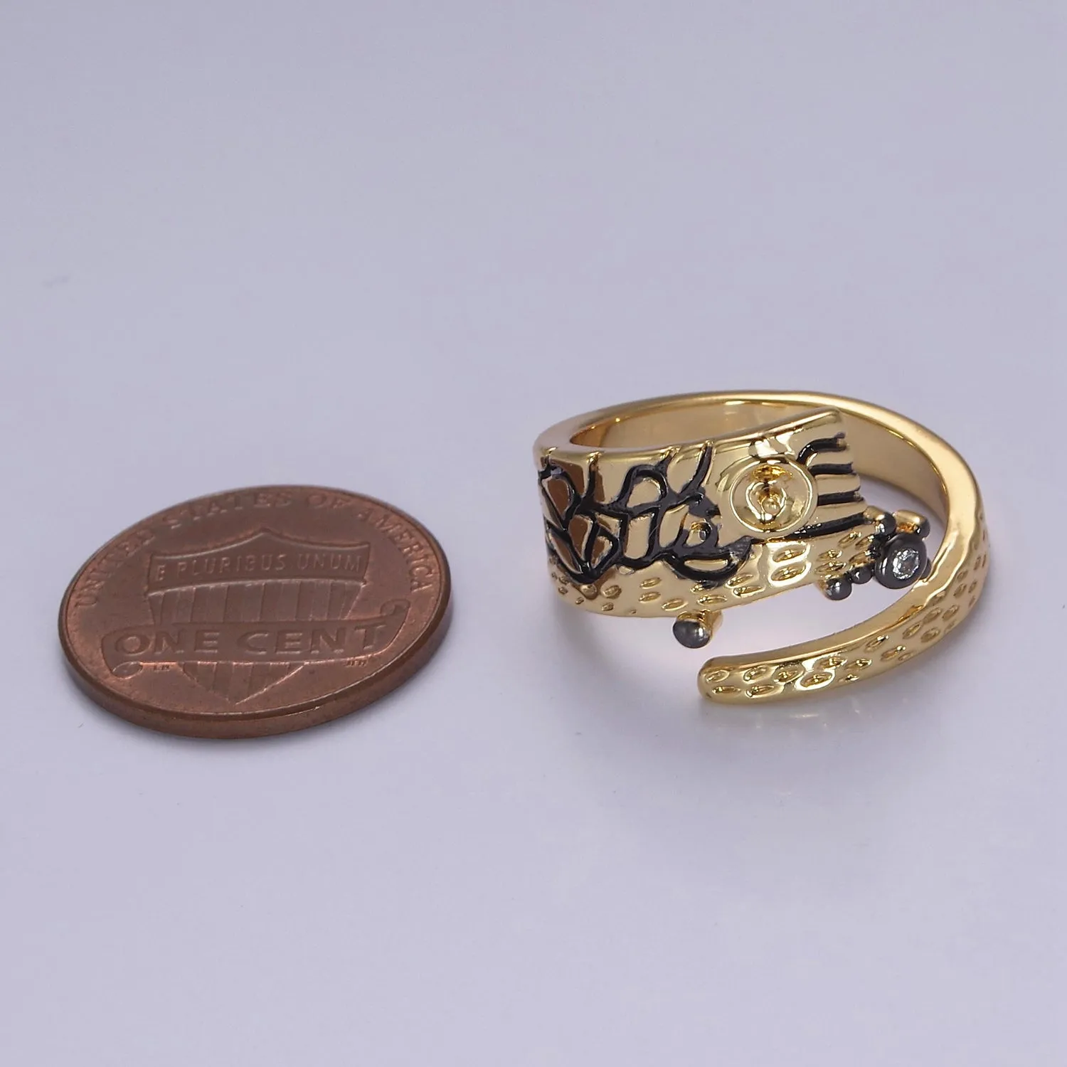 Irregular Gold Ring, Thick Band Gold Ring, Abstract Ring, Unique Design Ring Black Streetwear Cool Fashion Ring S-466