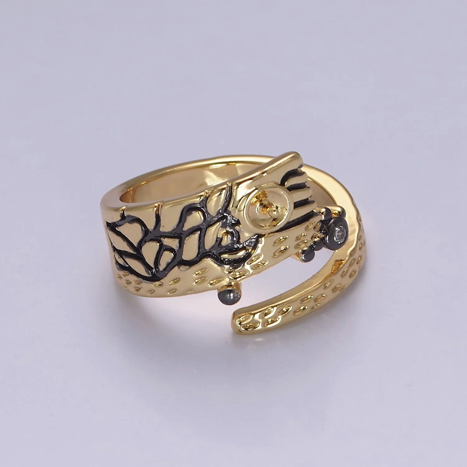 Irregular Gold Ring, Thick Band Gold Ring, Abstract Ring, Unique Design Ring Black Streetwear Cool Fashion Ring S-466