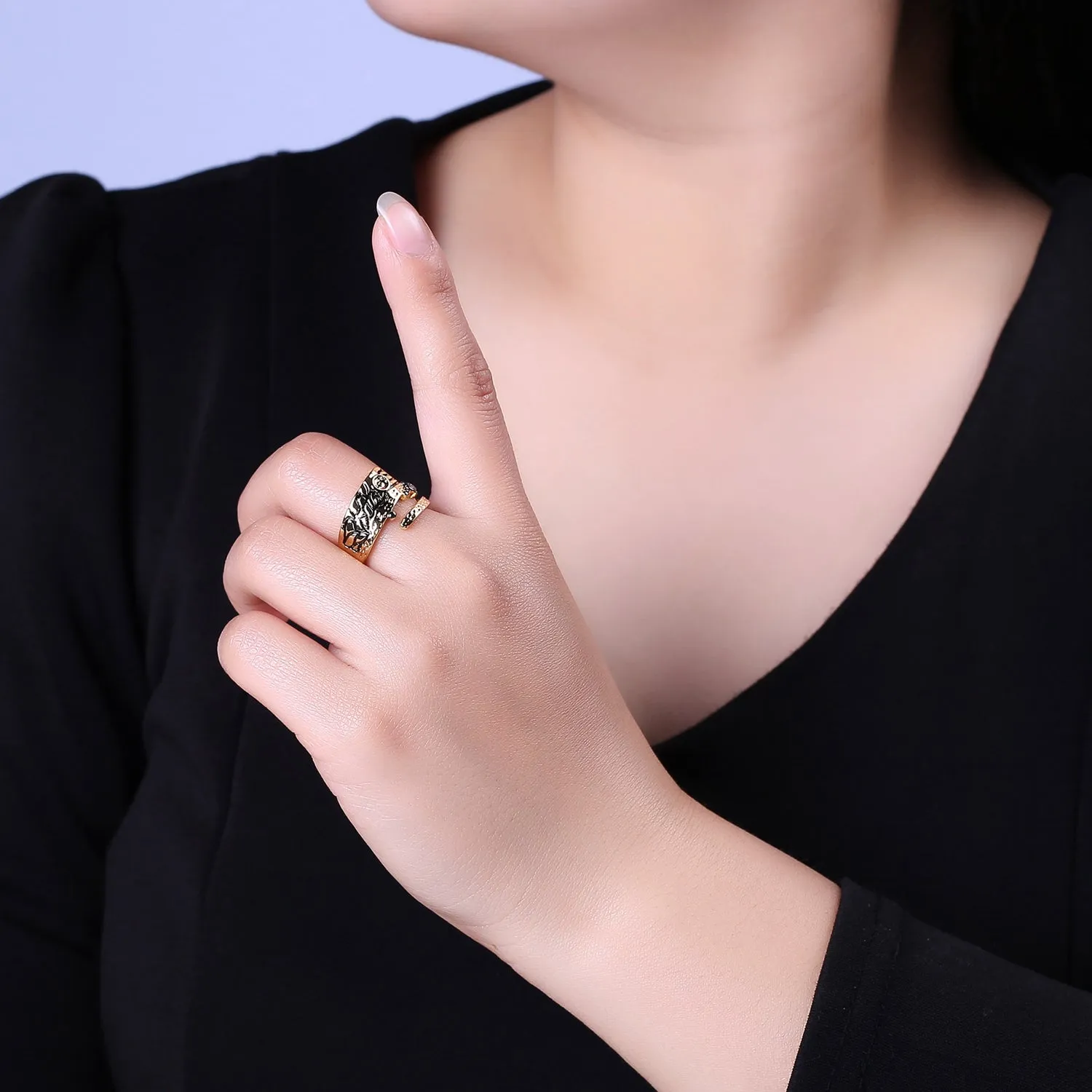 Irregular Gold Ring, Thick Band Gold Ring, Abstract Ring, Unique Design Ring Black Streetwear Cool Fashion Ring S-466