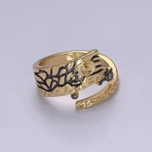 Irregular Gold Ring, Thick Band Gold Ring, Abstract Ring, Unique Design Ring Black Streetwear Cool Fashion Ring S-466
