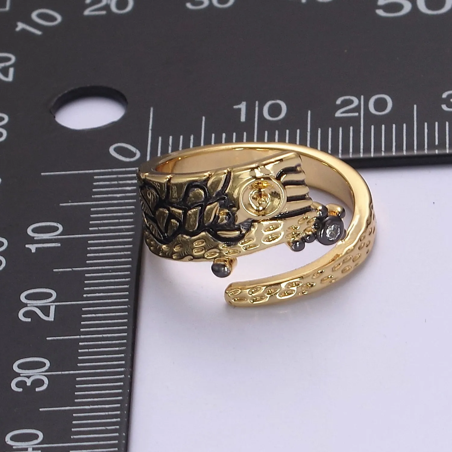 Irregular Gold Ring, Thick Band Gold Ring, Abstract Ring, Unique Design Ring Black Streetwear Cool Fashion Ring S-466