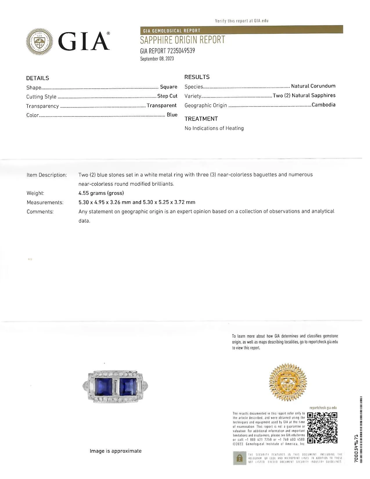 J.E. Caldwell & Co. 1949 2.76 CTW No Heat Sapphire Diamond Platinum Vintage Band Ring GIA