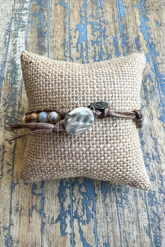 Jenna Vegan Leather and Natural Amazonite Stone Bracelet