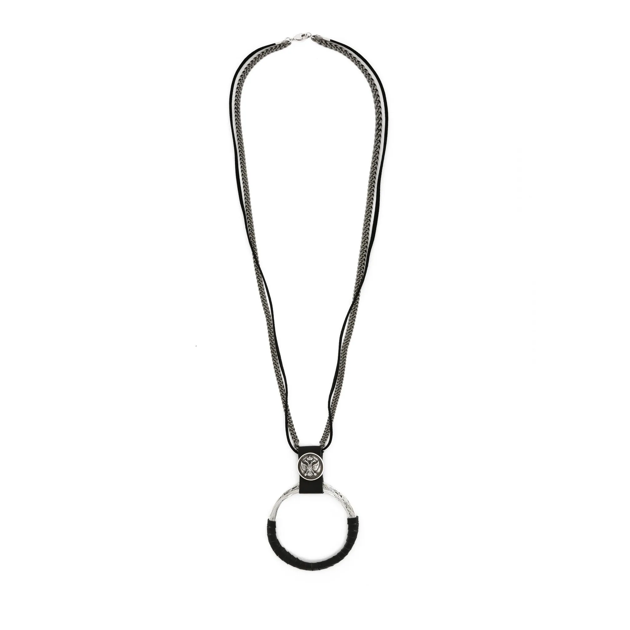 Jennifer - Leather wrapped 24K gold pendant necklace