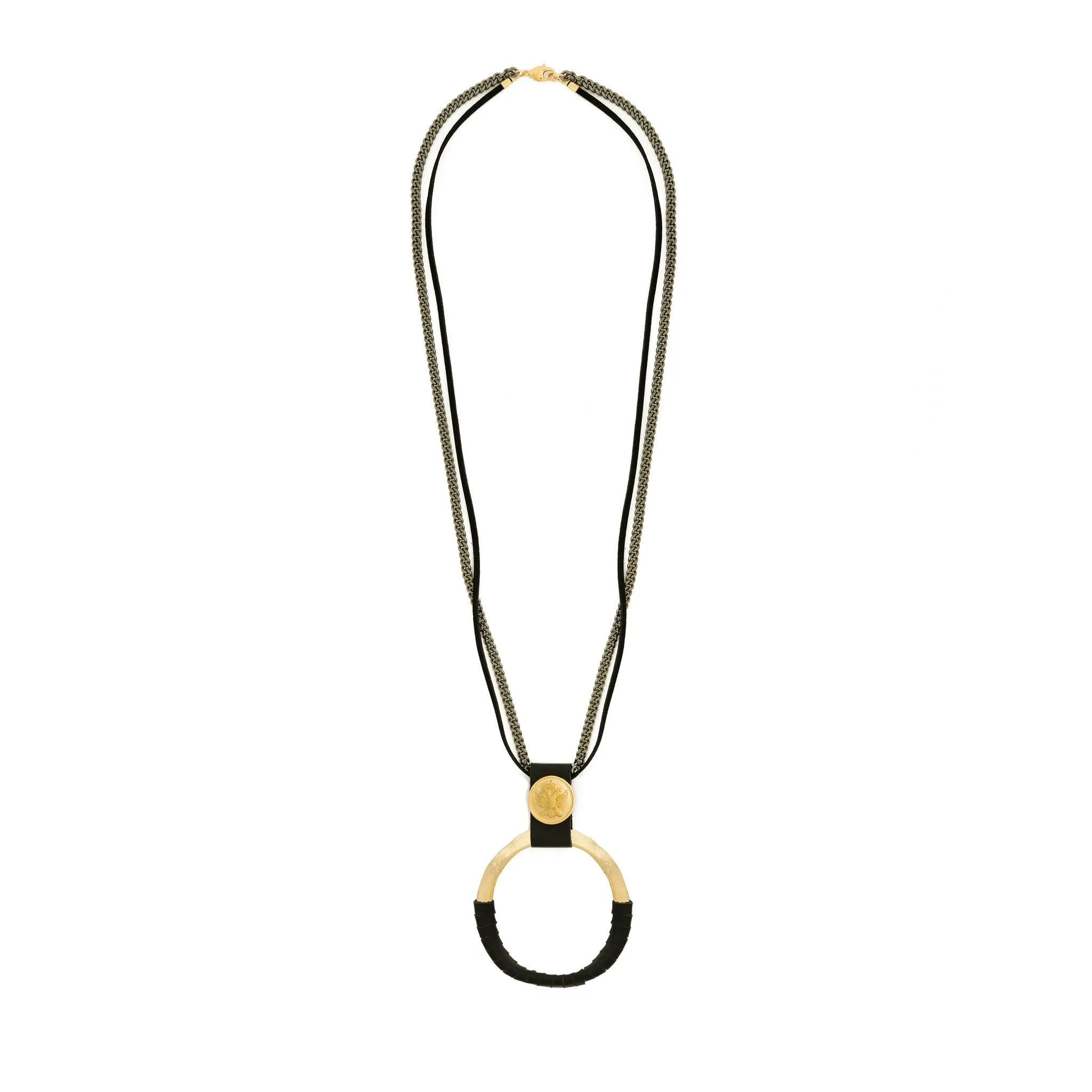 Jennifer - Leather wrapped 24K gold pendant necklace