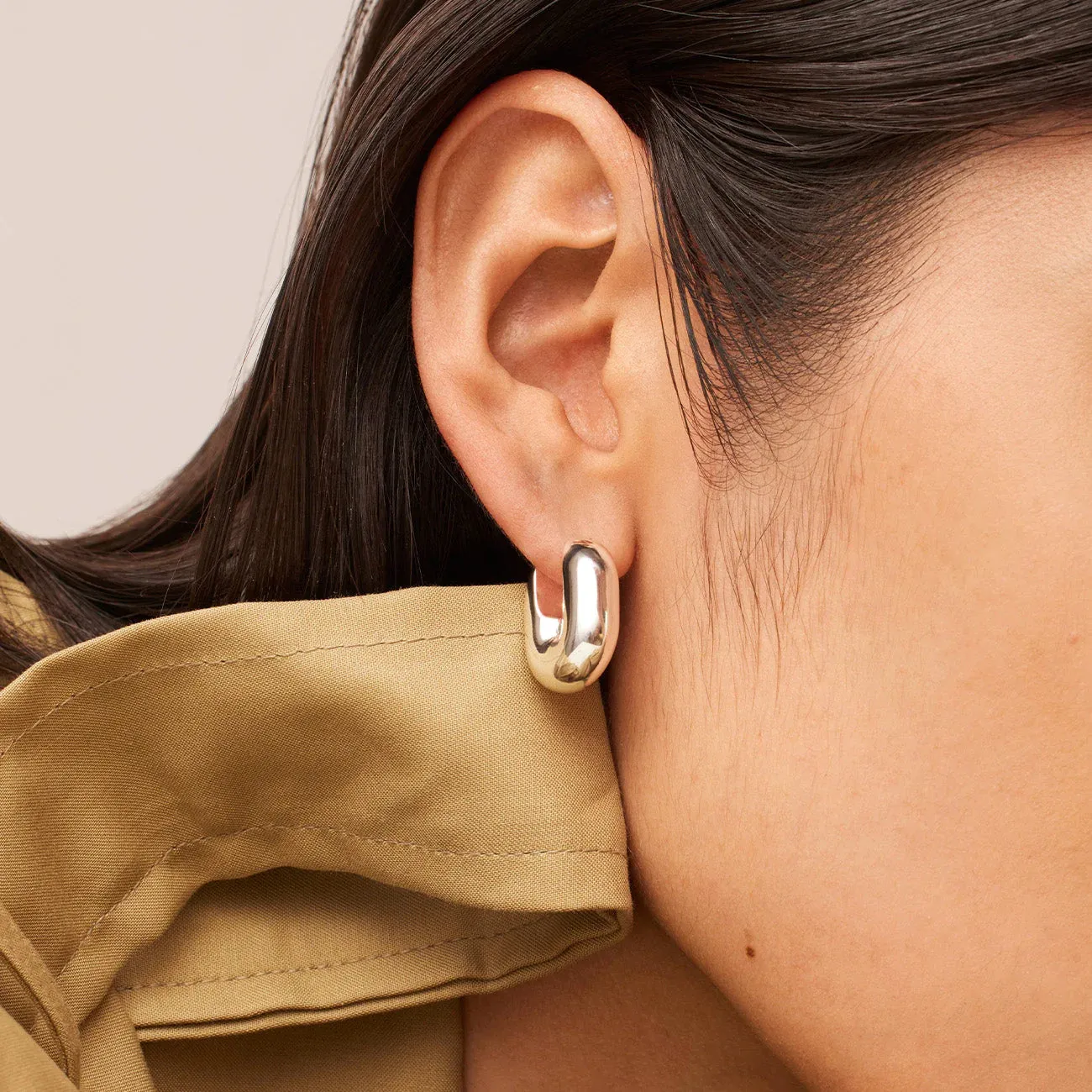 Jenny Bird - Puffy U-Link Earrings (Silver)
