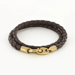 JOURNEY Double Wrap Leather Bracelet - BROWN   MATTE BRASS BRUMMELS