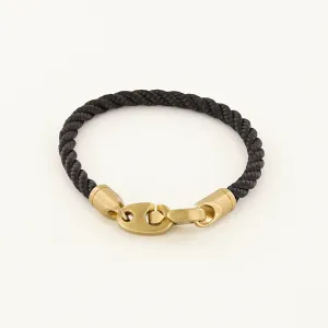 JOURNEY SINGLE WRAP ROPE BRACELET - BLACK   MATTE BRASS BRUMMELS
