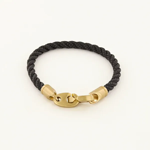JOURNEY SINGLE WRAP ROPE BRACELET - BLACK   MATTE BRASS BRUMMELS