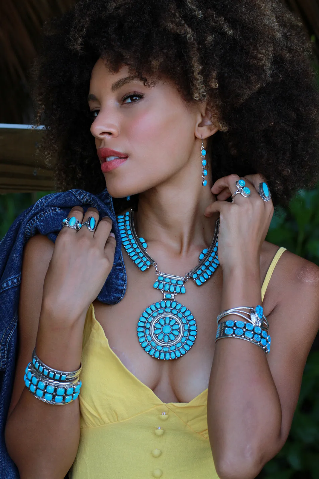 Juliana Williams Turquoise Sun Wheel Statement Necklace