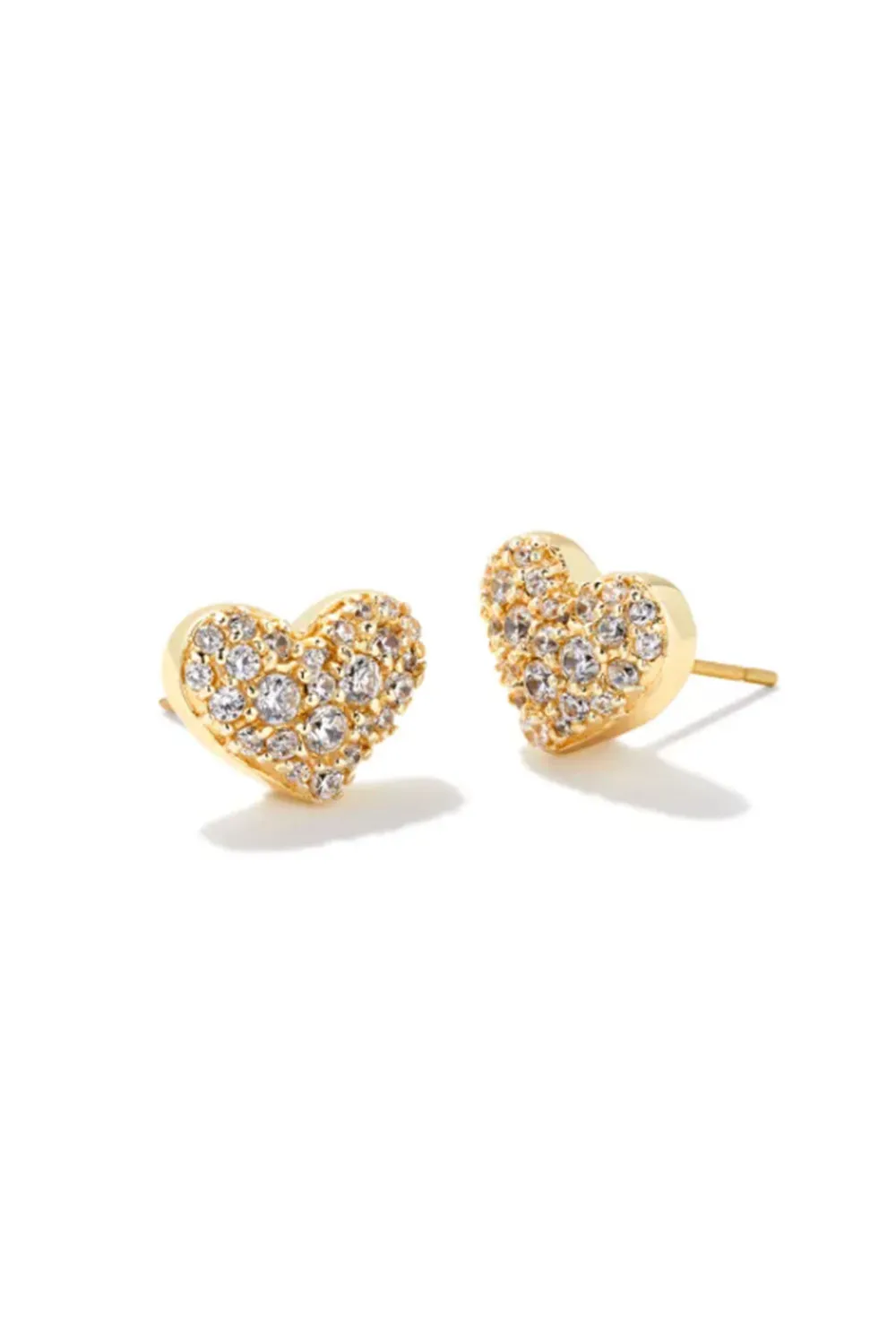 Kendra Scott Ari Gold Pavé Crystal Heart Earrings in White Crystal | 9608802992