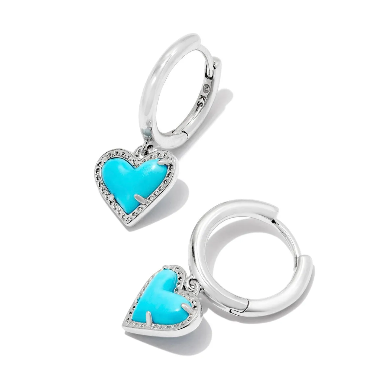 Kendra Scott-Ari Heart Huggie-Turqioise/Silver