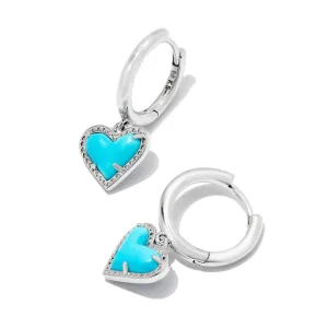 Kendra Scott-Ari Heart Huggie-Turqioise/Silver