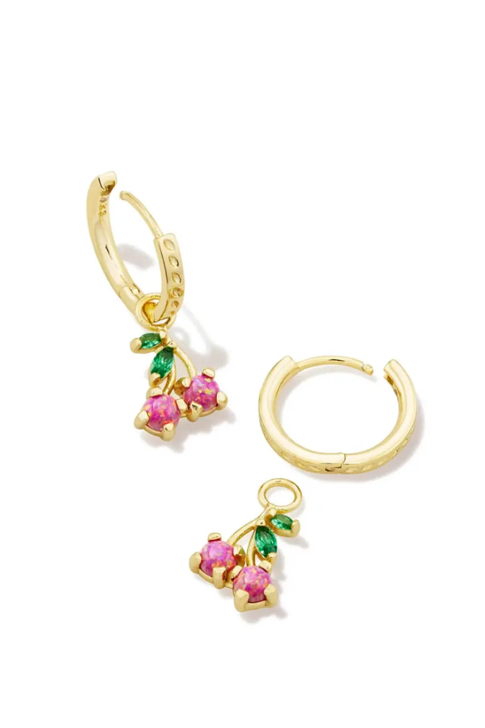 Kendra Scott Cherry Gold Huggie Hoop Earrings in Berry Kyocera Opal | 9608866471