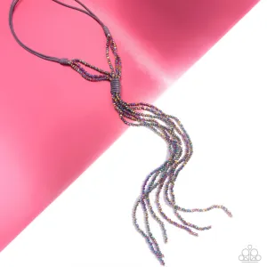 Knotted Karma - Silver - Knotted Cord Oil Spill Beads Paparazzi Long Necklace - December 2023 Life of the Party Exclusive