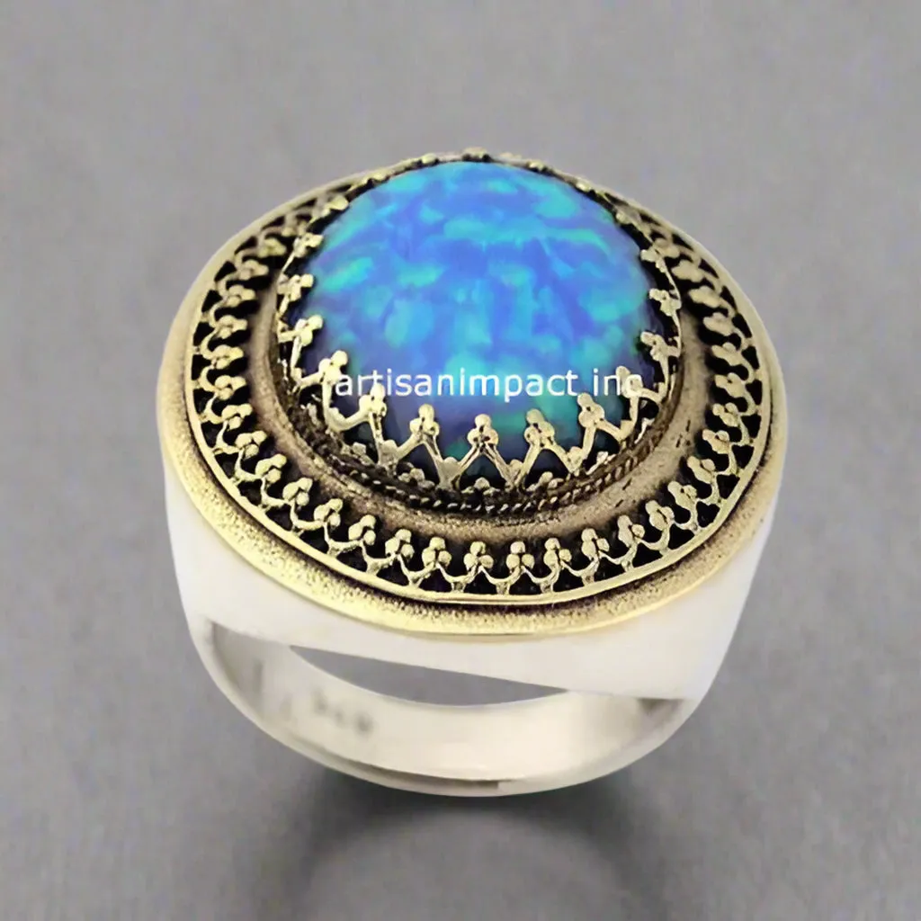 Labradorite Silver Gold Ring - The King Ring.