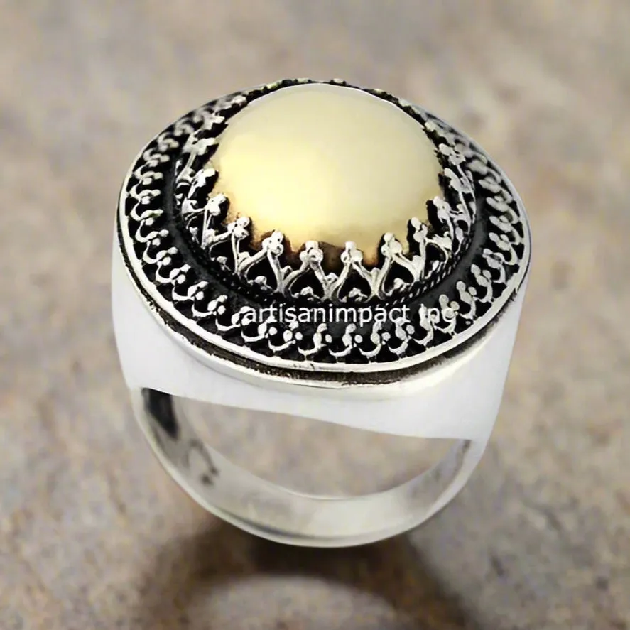 Labradorite Silver Gold Ring - The King Ring.
