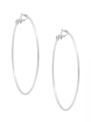Large Silver Slim Hoop Earrings