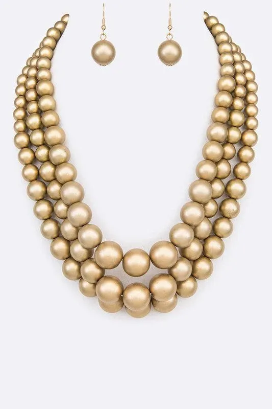 Layer Pearl Statement Necklace Set