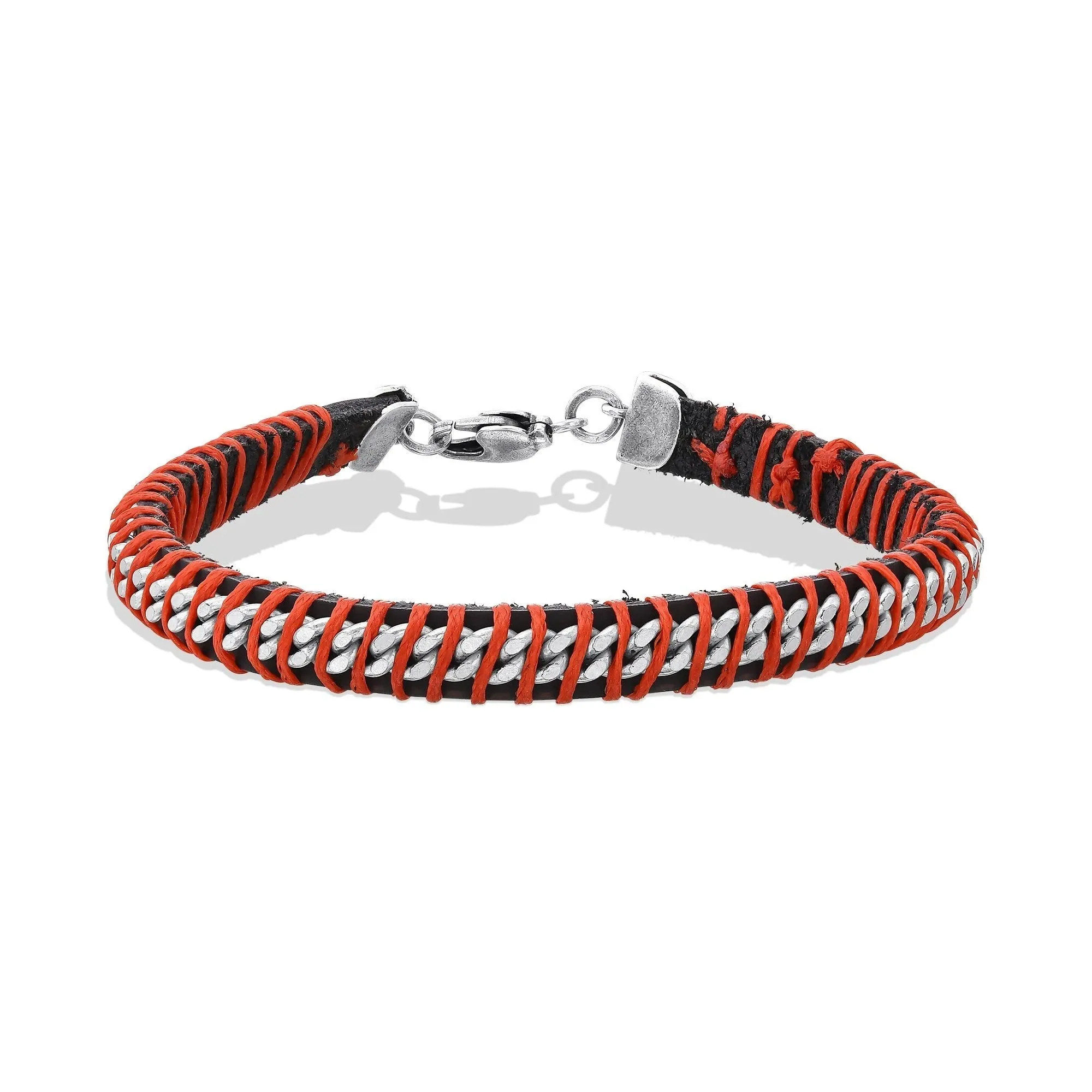 Leather and Chain Bracelet for Men