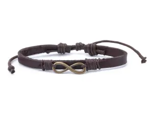Leather Bracelet Brass infinity brown