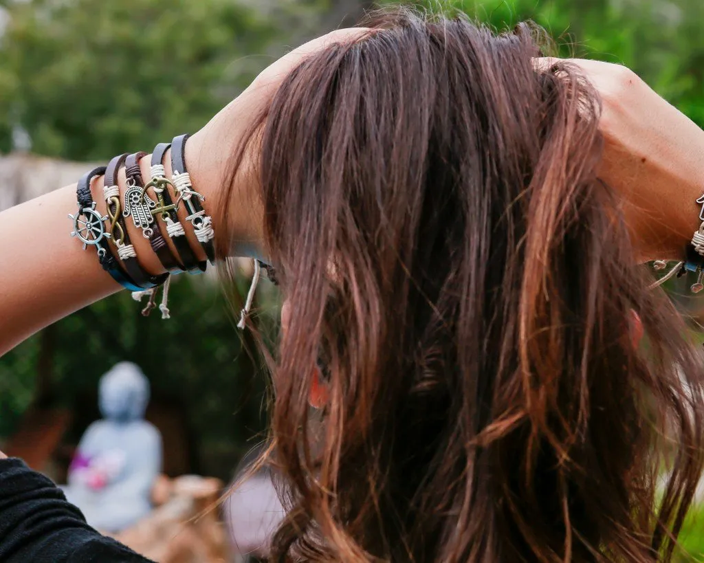 Leather Bracelet metal Ibiza brown