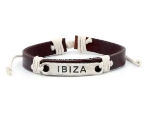 Leather Bracelet metal Ibiza brown